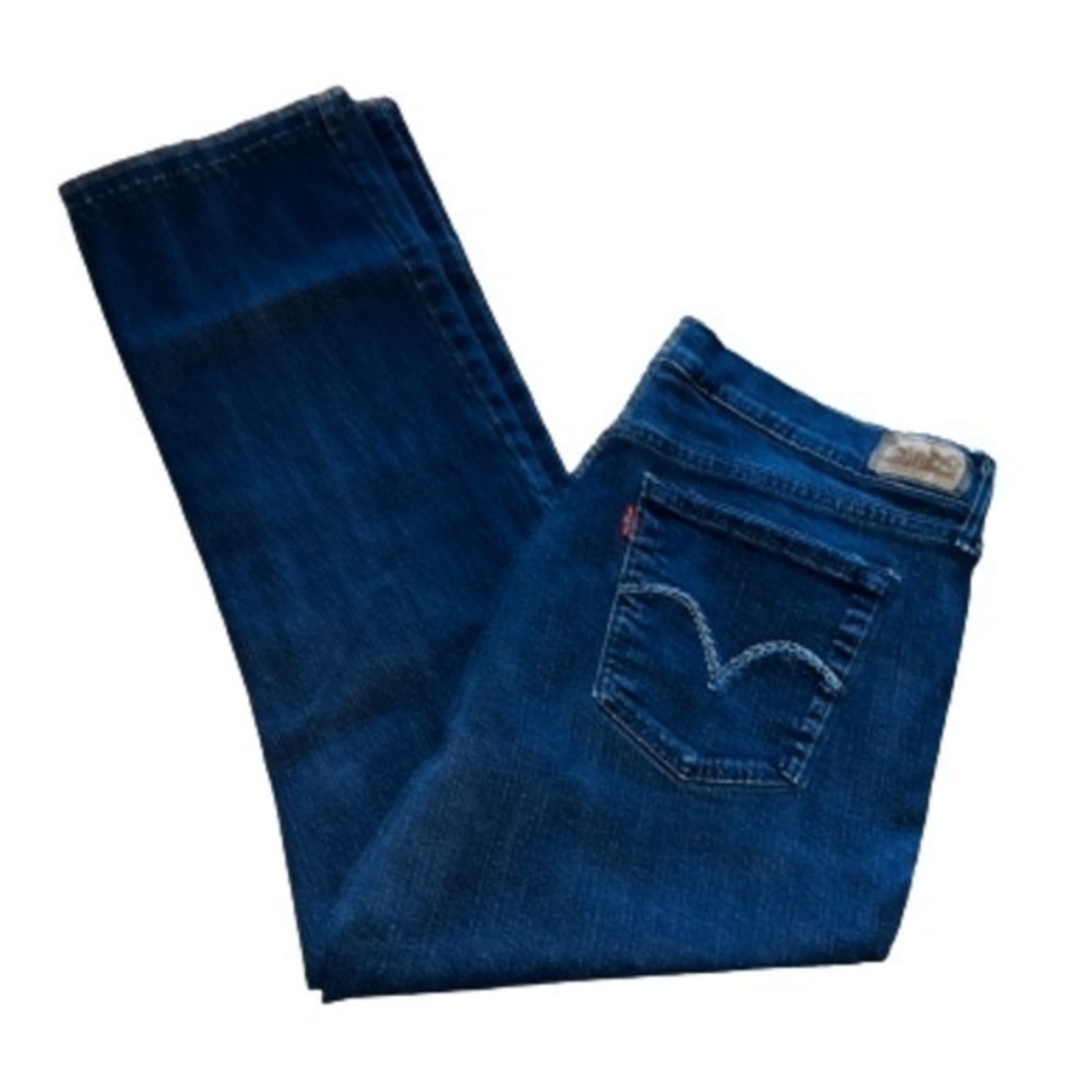 Levi’s 505 straight leg dark wash denim blue jeans size 14
